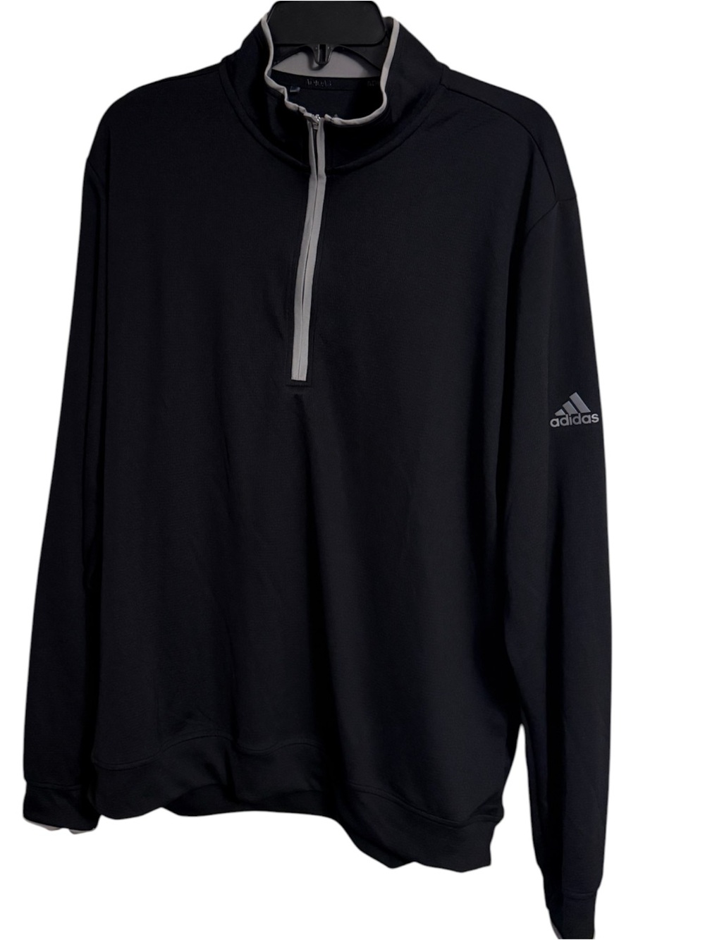 Adidas Men’s L Black Quarter-Zip Pullover with Grey Trim